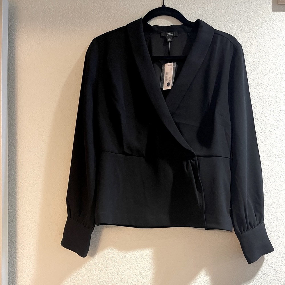 NWT JCrew faux-wrap top in 365 crepe Item